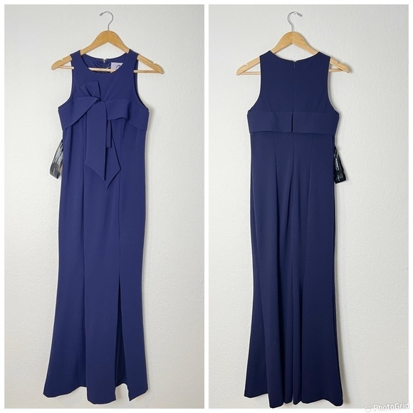 JS Collections Leona Bow Halter Gown - Picture 2 of 8